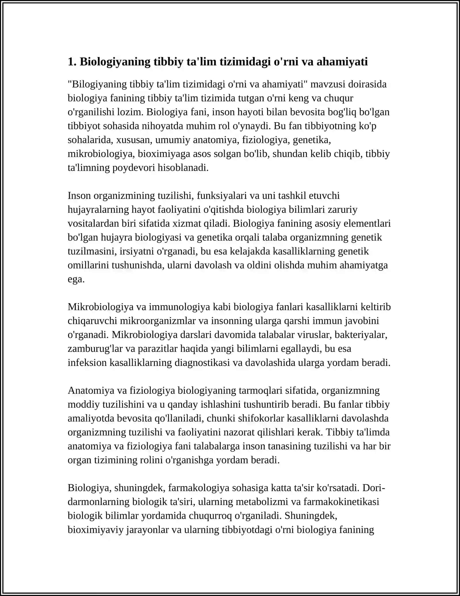 TIBBIY TALIM TIZIMI BIALOGIYANING TUTGAN ORNI 3