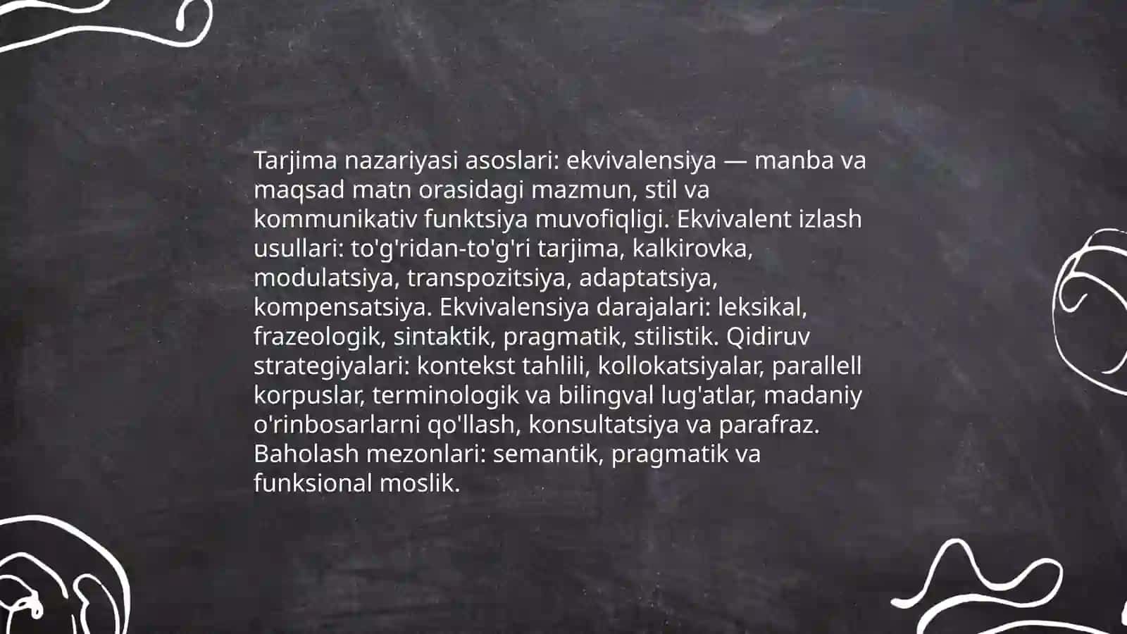 Tarjima nazariyasi asoslari, ekvivalensiya va ekvivalent izlash usullari 3
