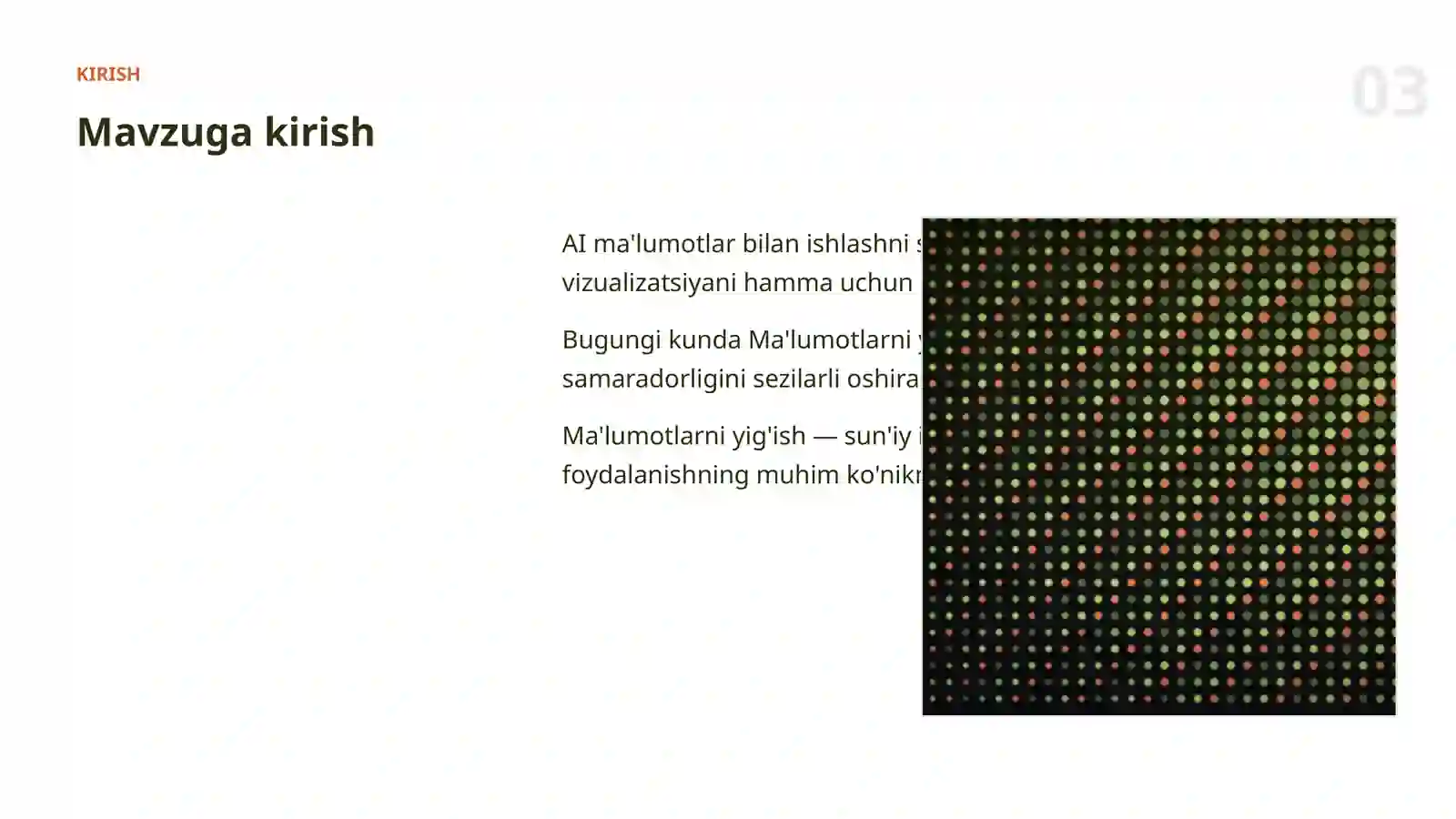 AI MA'LUMOTLAR BILAN ISHLASH 3