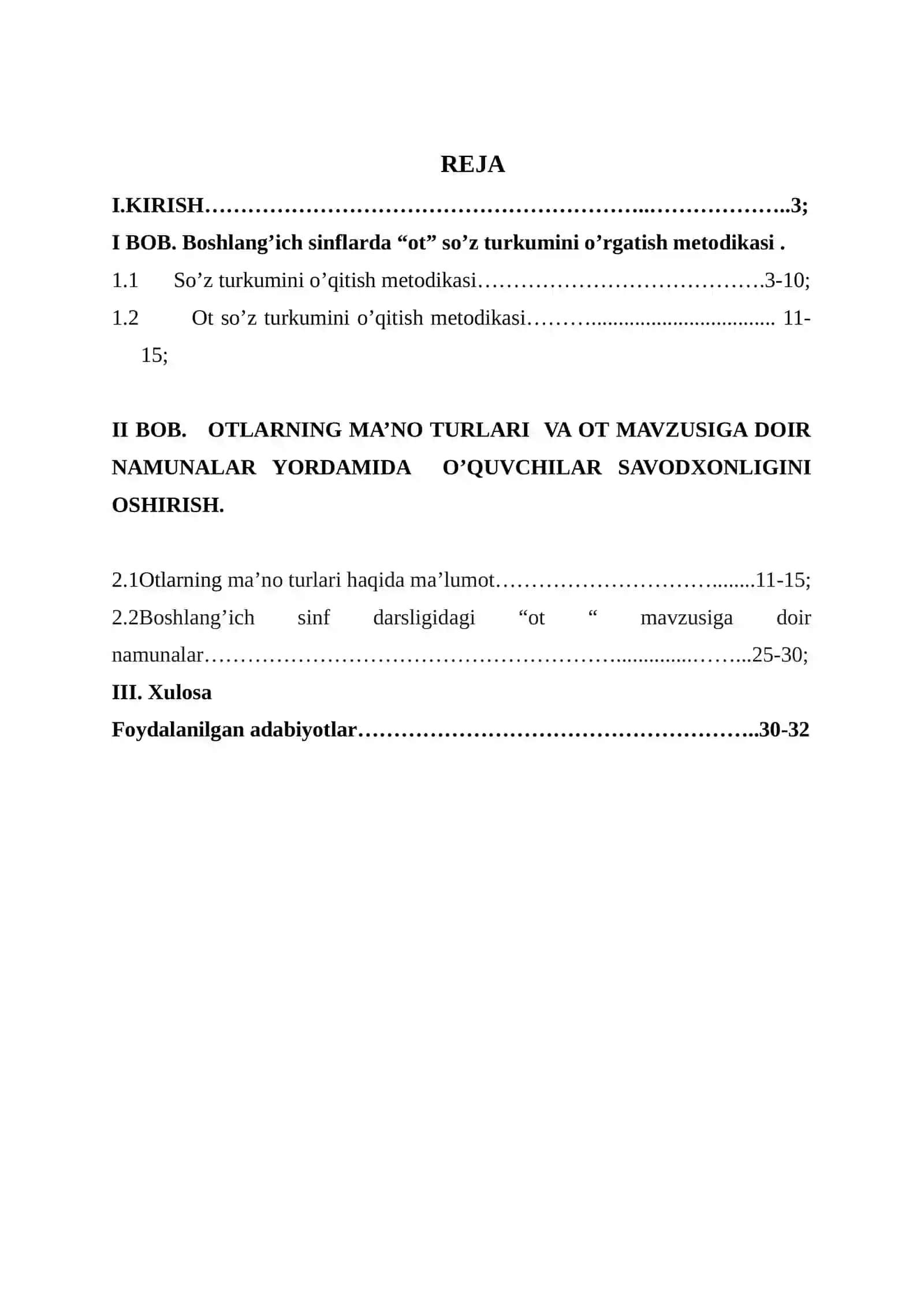 Boshlang’ich sinflarda ot mavzusini o’rgatish metodikasi KURS ISHI 2026 YIL 3