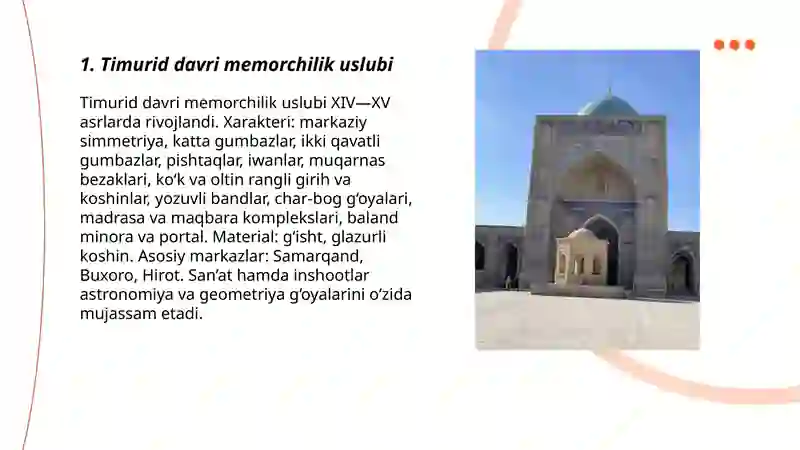 Timurid davri memorchilik uslubi 3