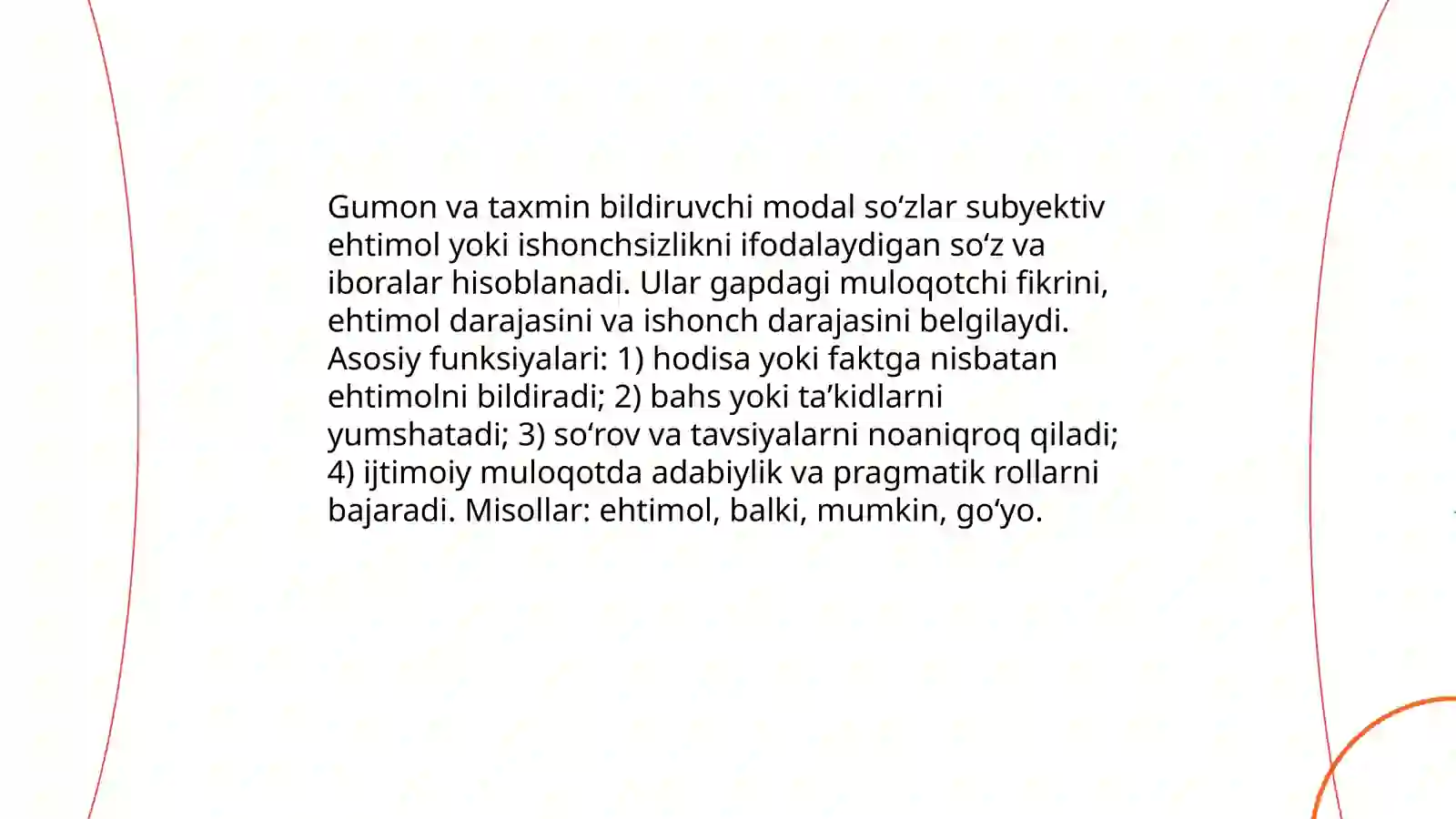 Gumon va taxmin bildiruvchi modal so'zlar 3