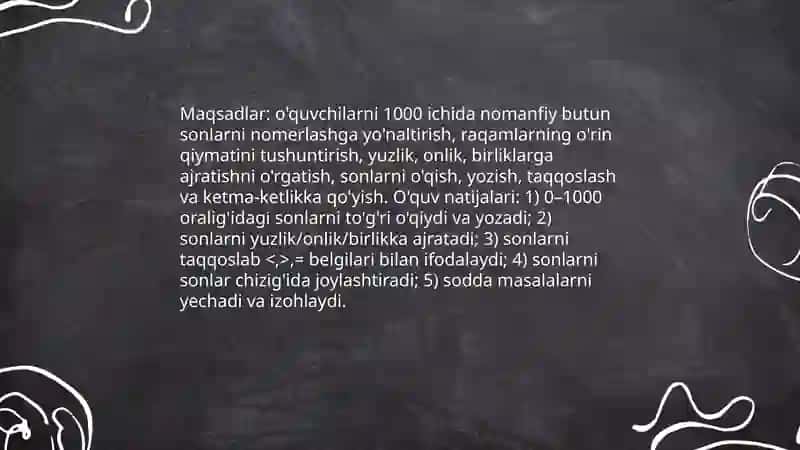 1000 ichida va ko'p xonali nomanfiy butun sonlarni nomerlashga o'rgatish metodikasi 3