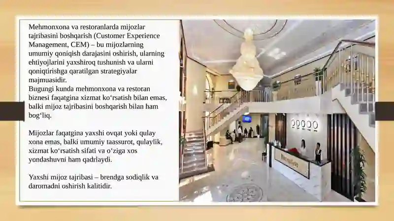 Mehmonxonava restoranlarda mijozlar tajribasini boshqarish 3