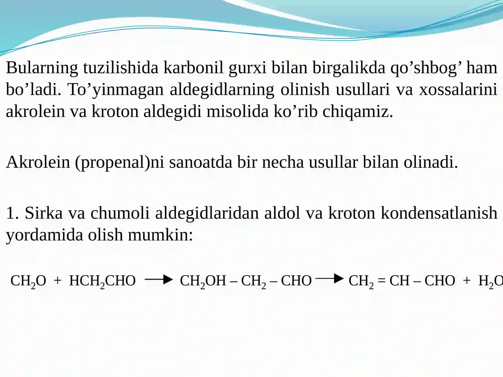 To’yinmagan aldegid va ketonlar 3