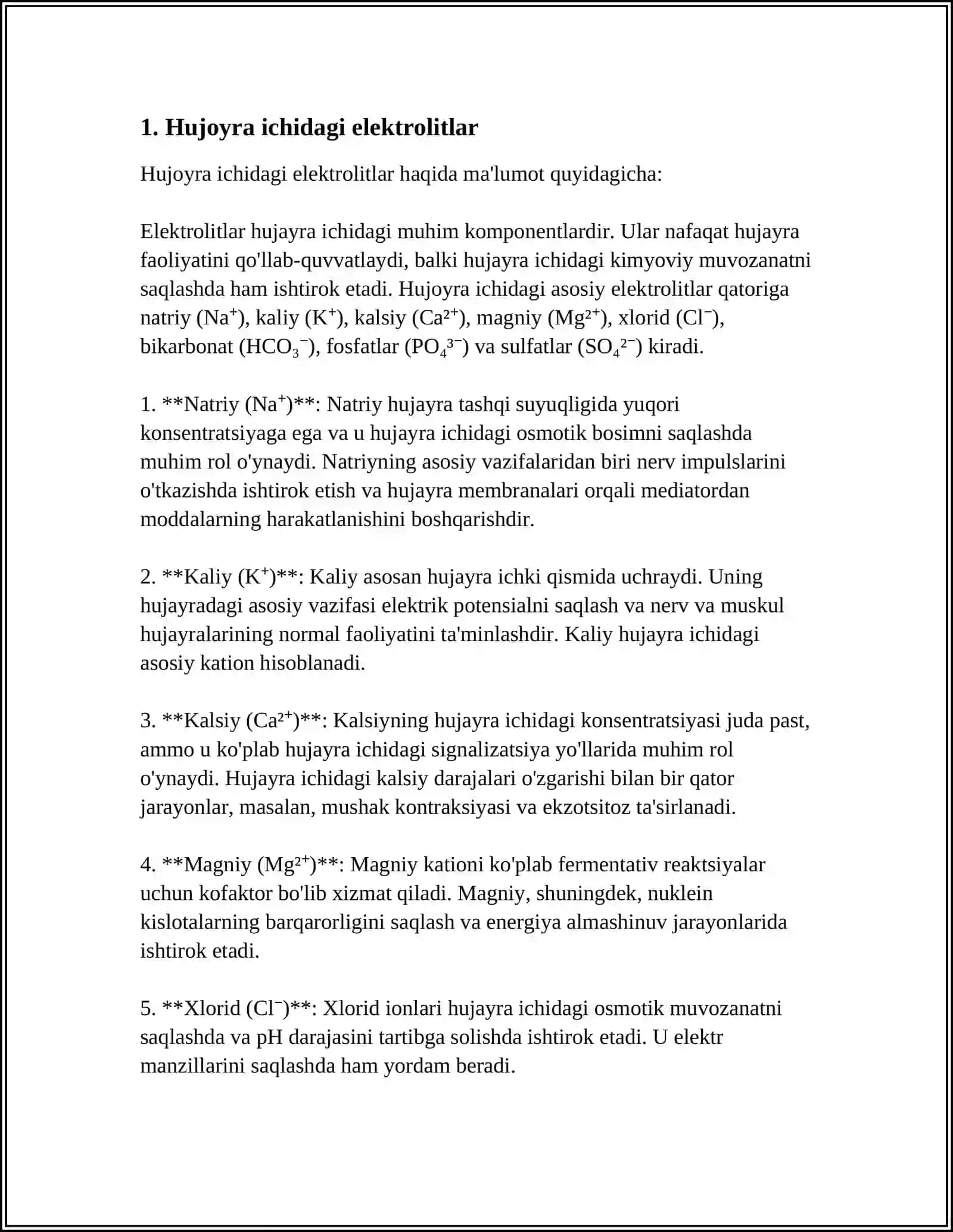 ORGANIZMNING BIOLOGIK SUYUQLIKLARI ELEKTROLIT VA NOELEKTROLITLAR ERITMALARI SIFATIDA 3