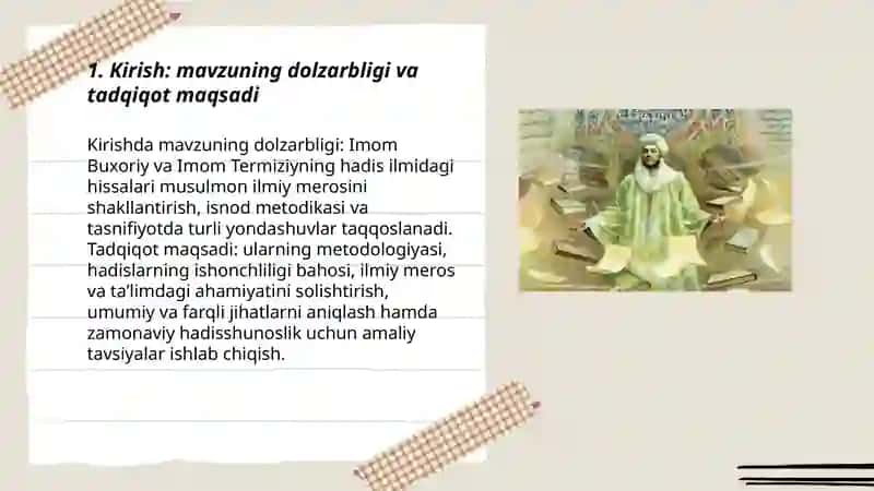 Imom Buxoriy va Imom Termiziyning hadis ilmiga qoʻshgan hissalarini qiyosiy tahlili 3