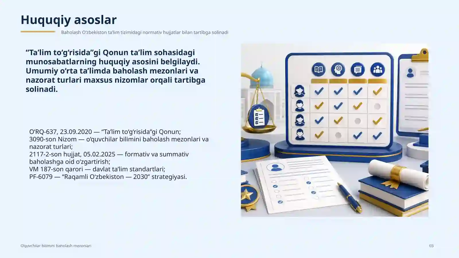 O‘QUVCHILAR BILIMINI BAHOLASH MEZONLARI 3