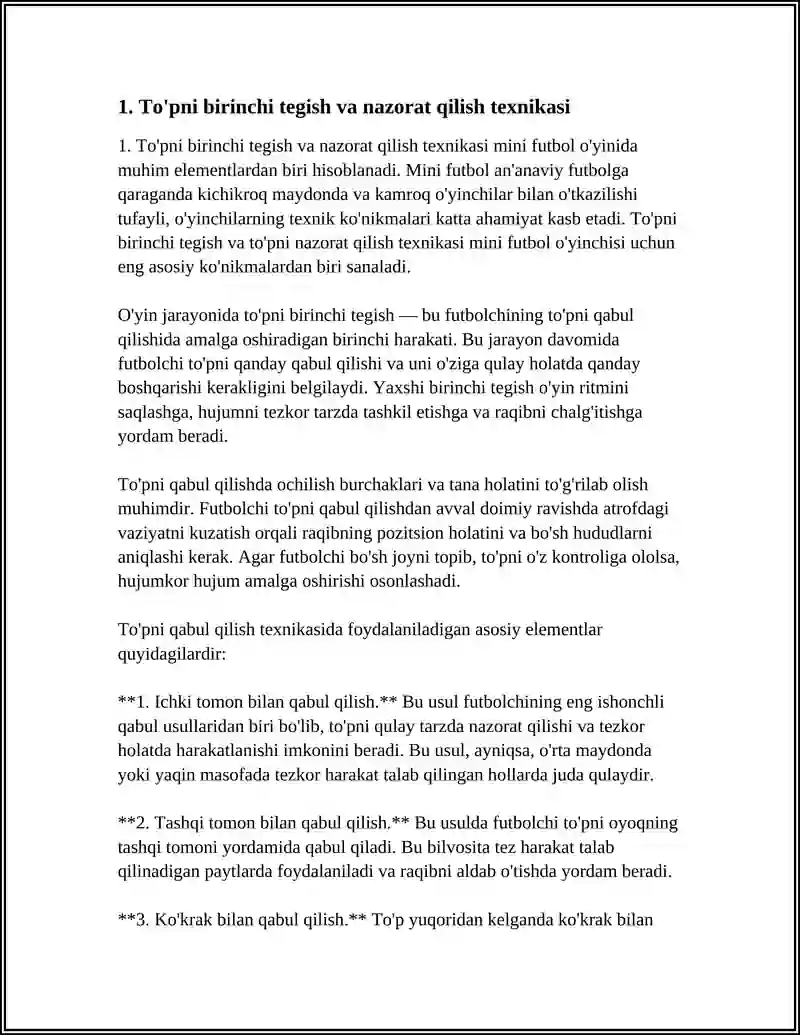 MINI FUTBOLDA TEXNIK-TAKTIK HARAKATLAR VA TEXNIKALAR 3