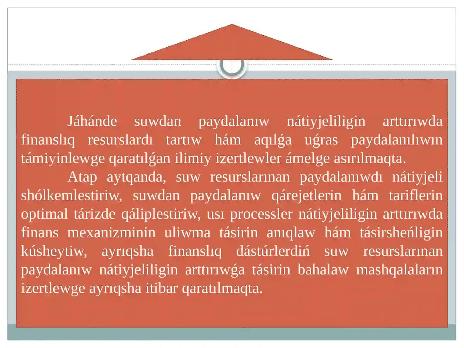 Suw xojalıǵı boyınsha sociallıq-ekonomikalıq baǵdarlar hám mashqalalar 3