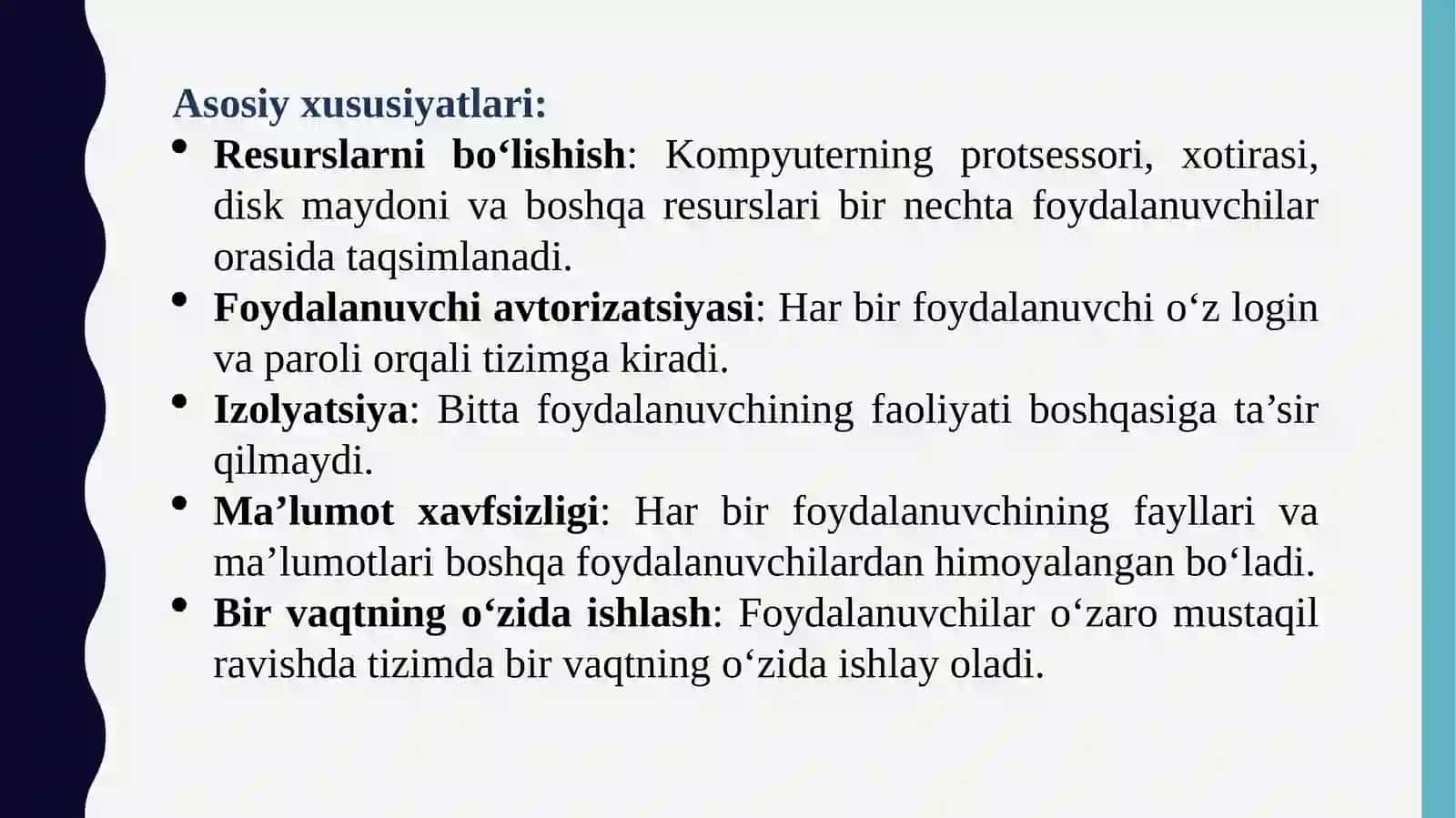 Ko‘pfoydalanuvchili operatsion tizimlar 3