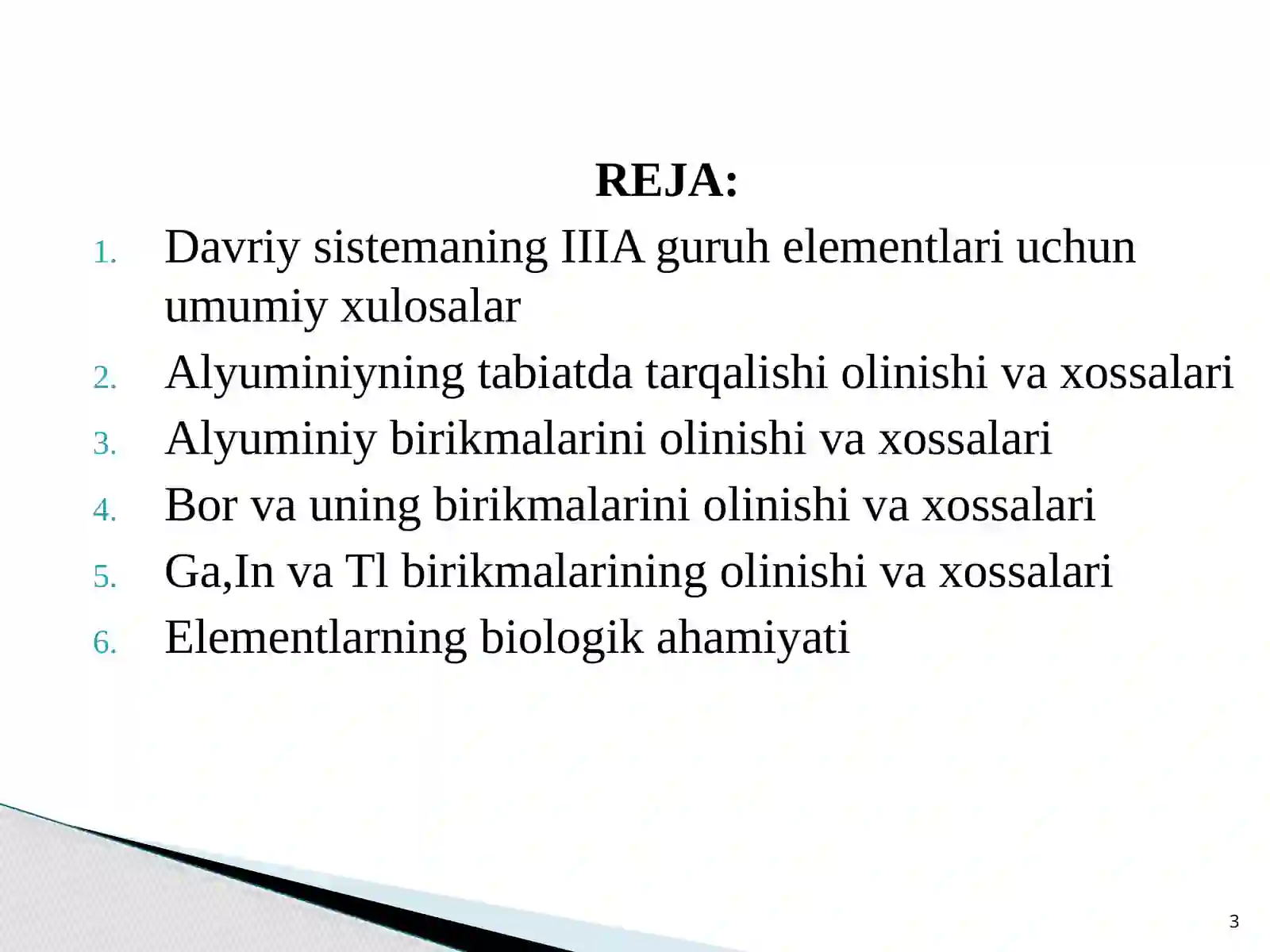 Davriy sistemaning IIIA guruh elementlari 3
