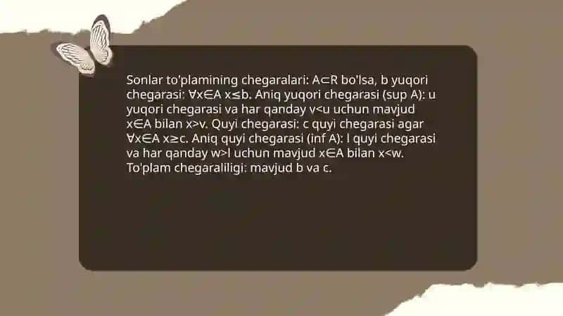 Sonlar tõplamining chegaralari 3