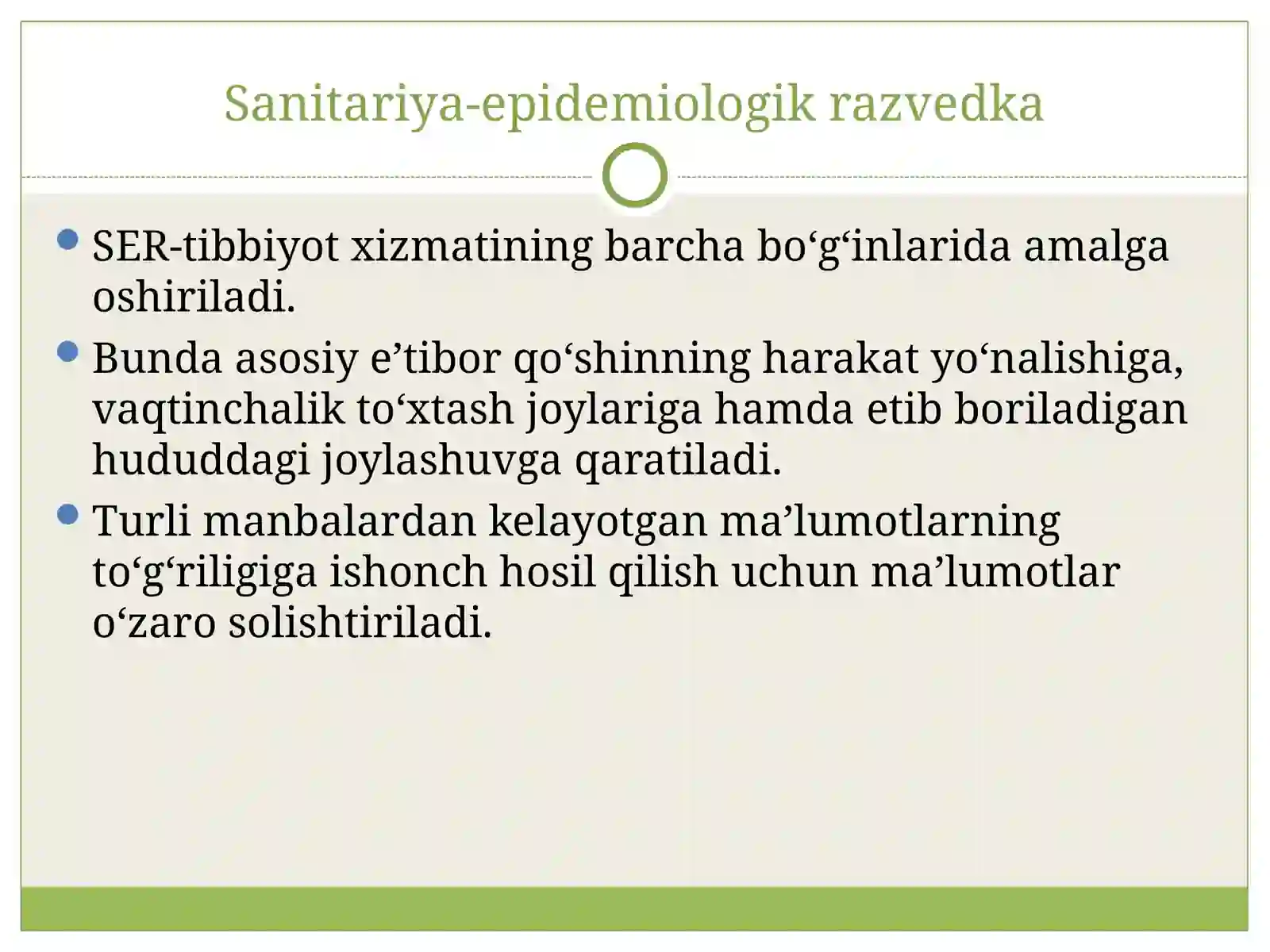 SANITARIYA- EPIDEMIOLOGIK RAZVEDKA. BAKTERIOLOGIK RAZVEDKA 3