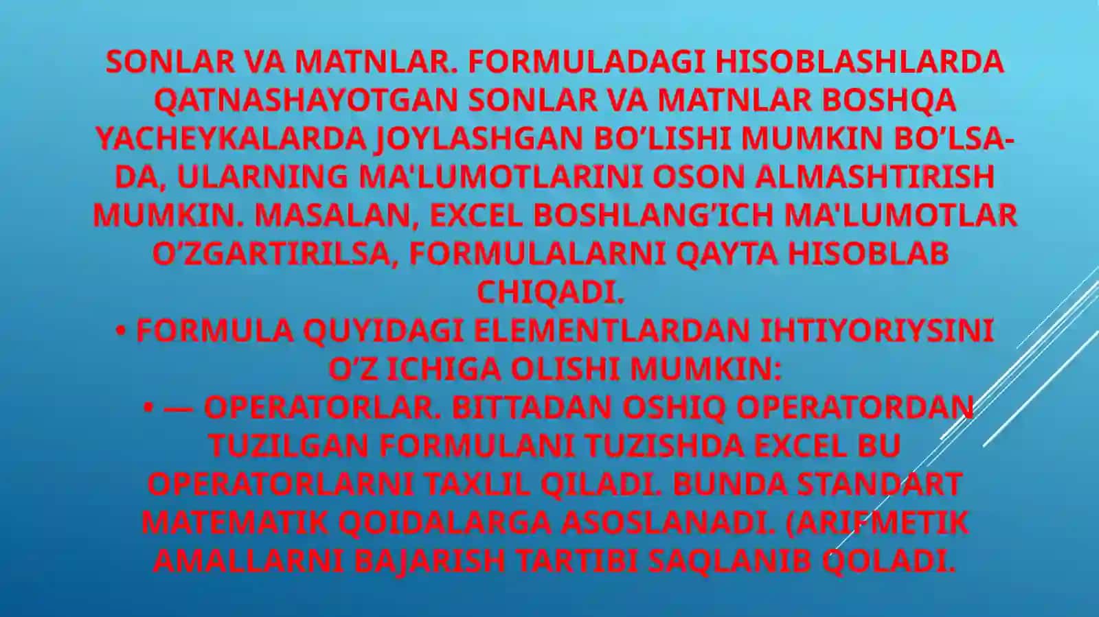 EXCEL dasturida funksiya va formulalar 3