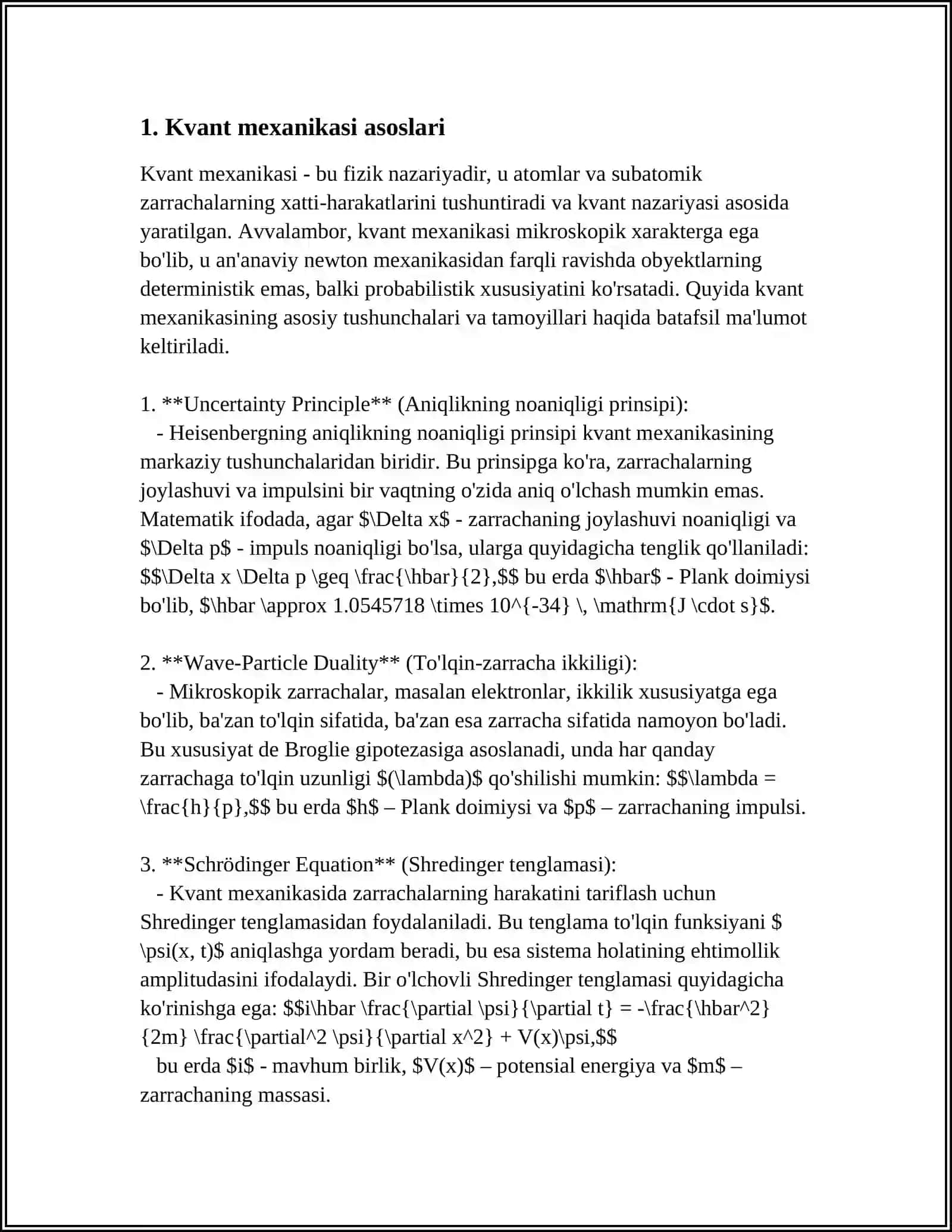 KVANT MEXANIKASI VA KVANT SONLARI. ELEKTRON QAVATLARINING ELEKTRONLAR BILAN TO`LIB BORISH TARTIBI 3