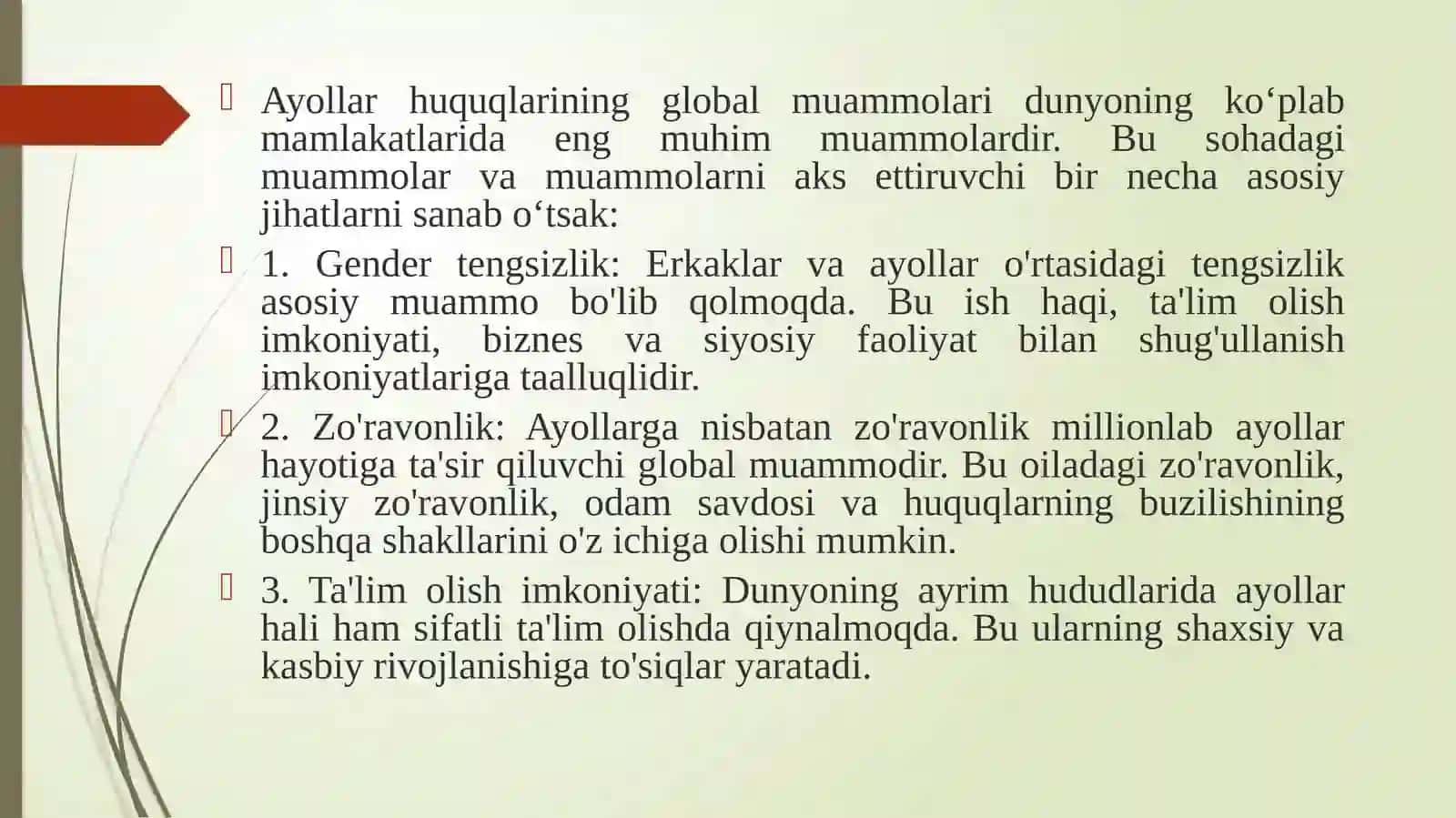Bugungi kunda ayollar huquqlarini himoya qiluvchi meʼyoriy hujjatlar tavsifi 3