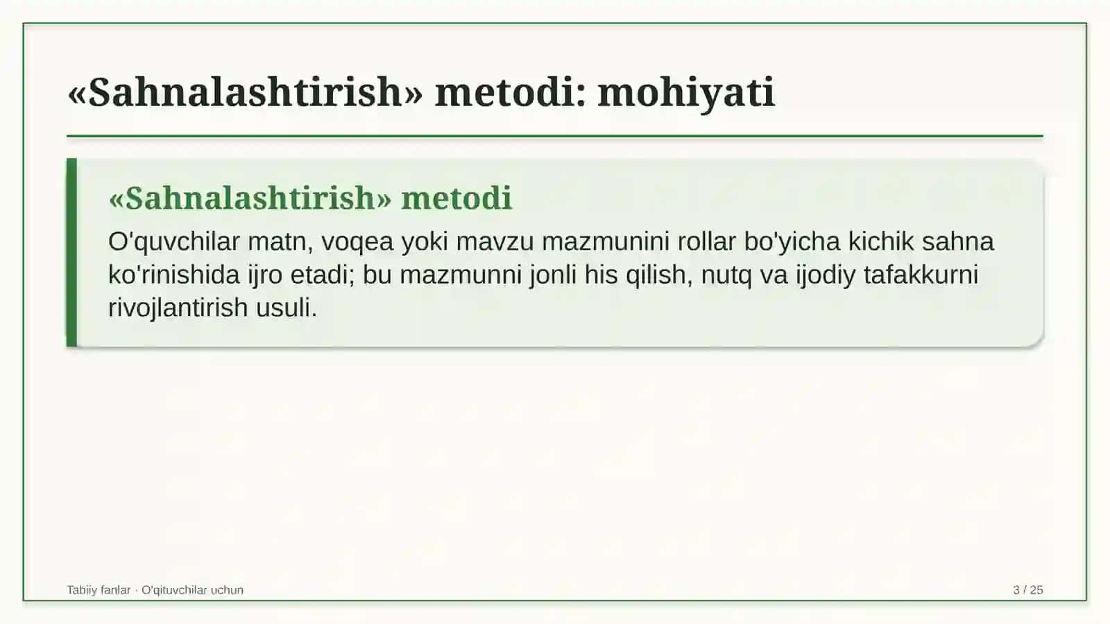 tabiiy fanlar darslarida sahnalashtirish metodidan foydalanish 3576 3