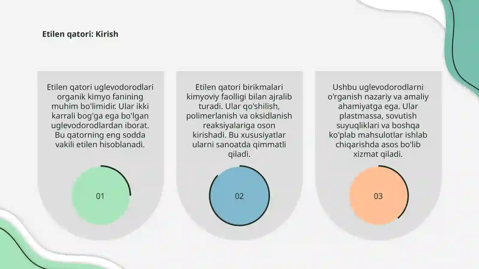 Etilenqatori uglevodorodlarini o'rganish 3