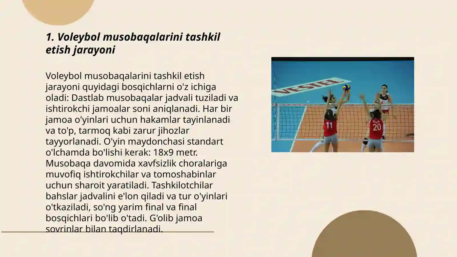 Voleybol sportda musobaqasini o’tkazish va xakamlik qilish 3
