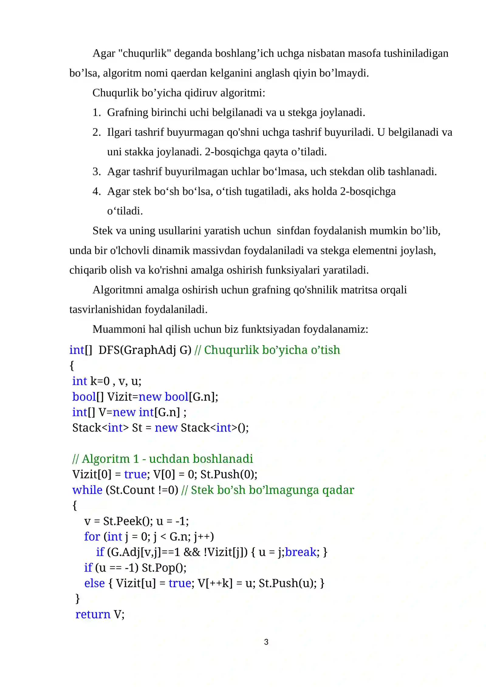Graf bo’ylab o’tish algoritmlari 3