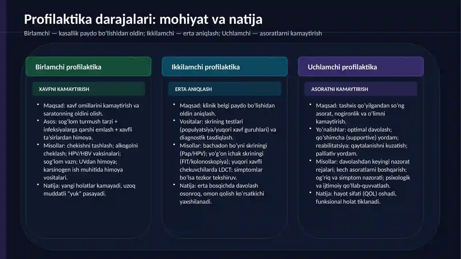 Xavfli o‘smalar (saraton) profilaktikasi 3