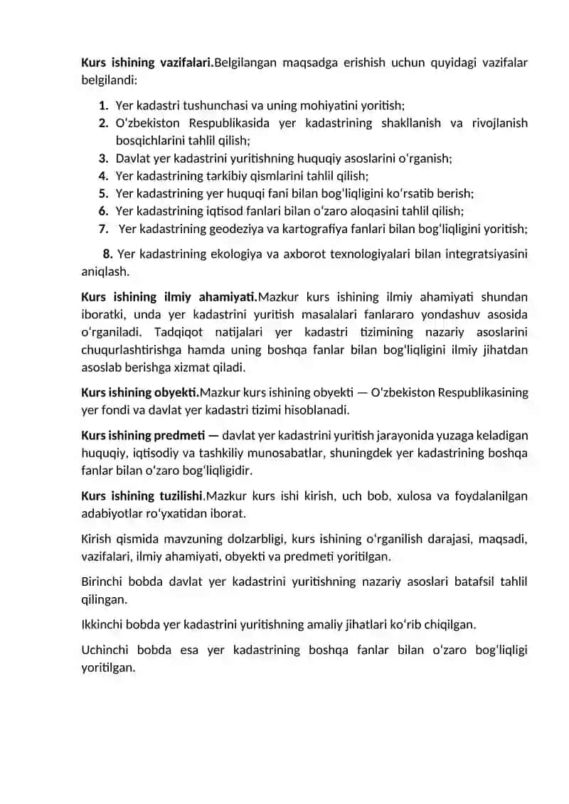 O’zbekistan yer kadastirini yuritish va uning boshqa fanlar bn bog’liqligi 3