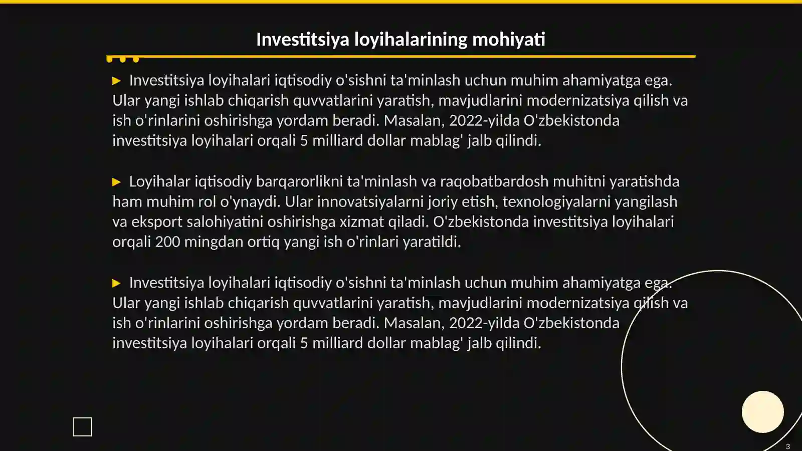 Investitsiya loyihalarini moliyalashtirish 3