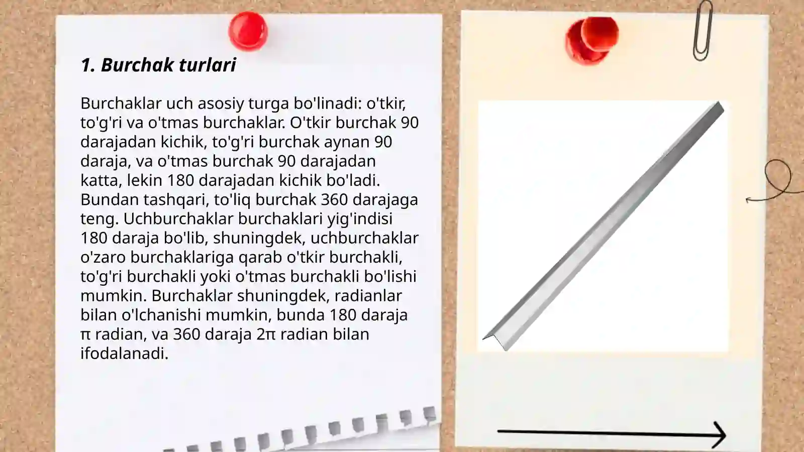 Burchak turlari,burchaklarni oʻlchash 3