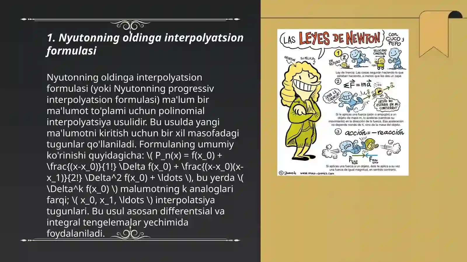 Nyutonning interpolyatsion formulalari. Eng kichik kvadratlar usuli 3