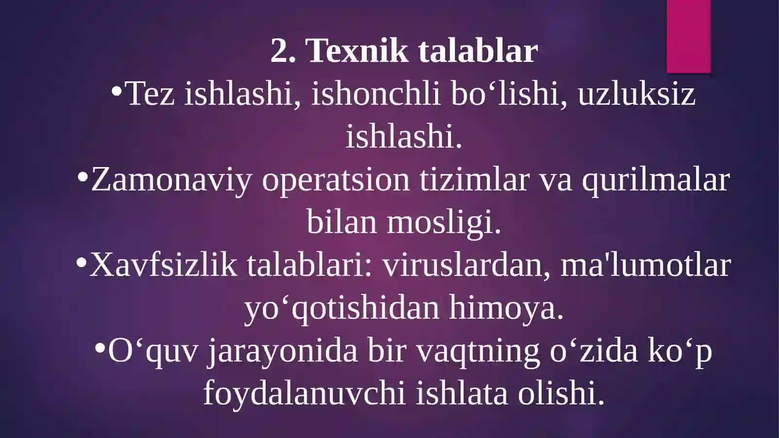 O‘qitishning zamonaviy vositalariga qoyiladigi talablar 3