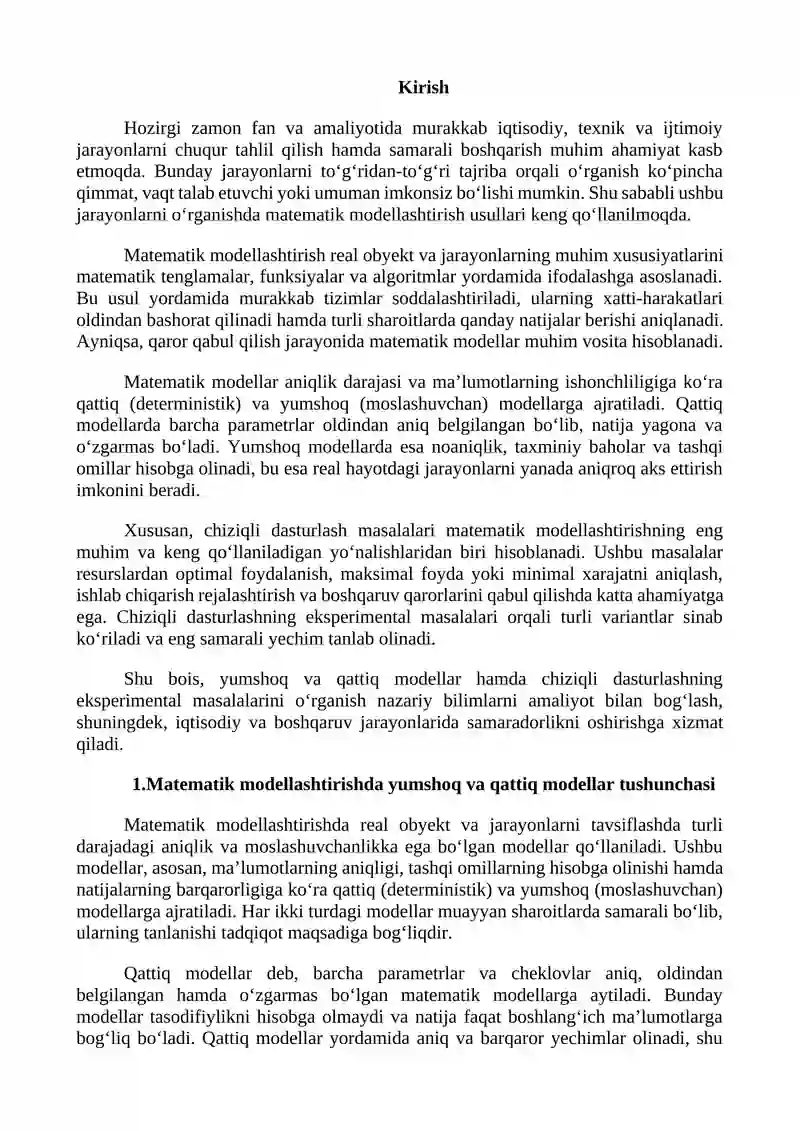 Matematik modellashtirish fanidan 3