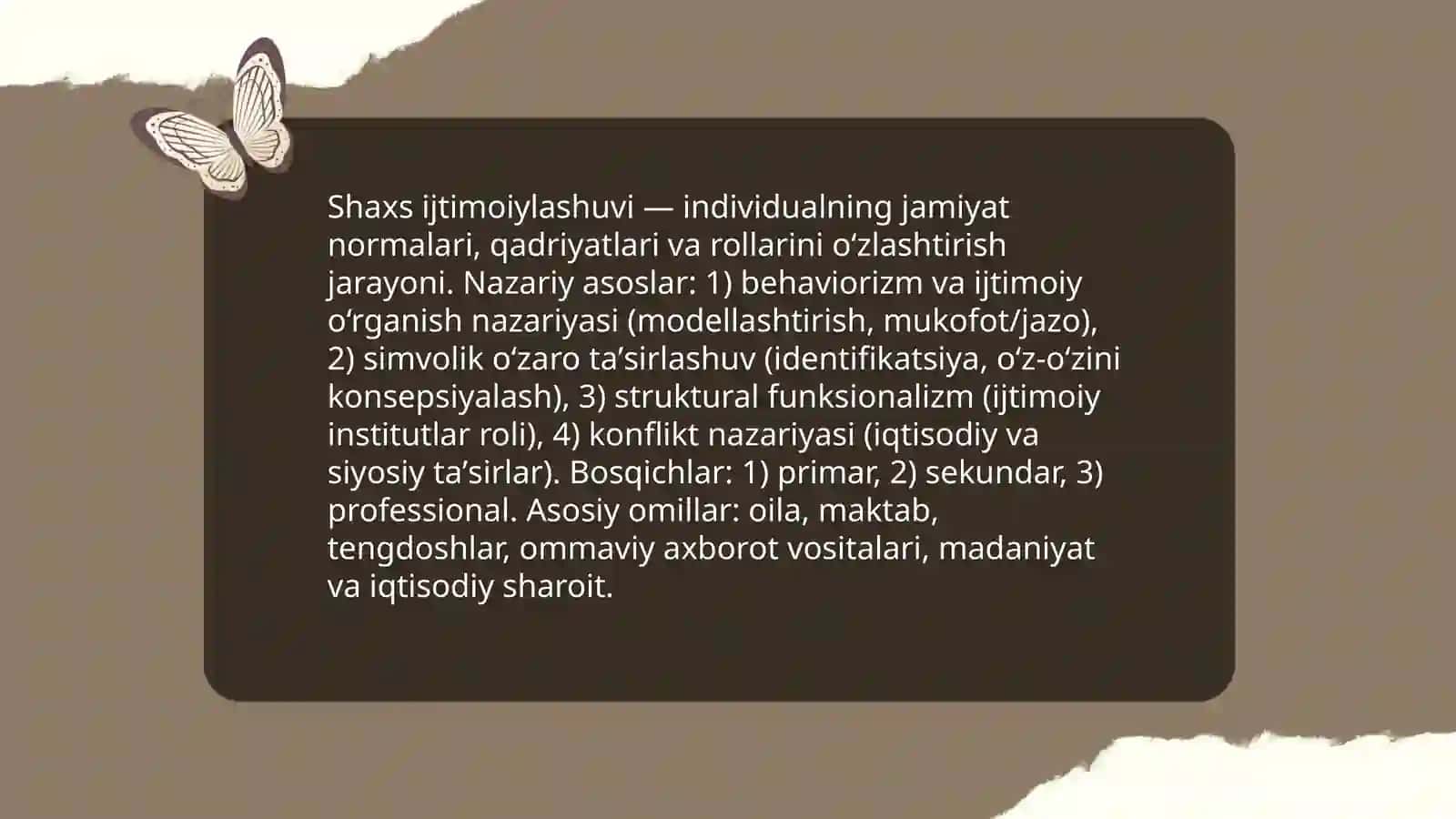 Shaxs ijtimoiylashi va ijtimoiy xulq atvor mavzusi 3