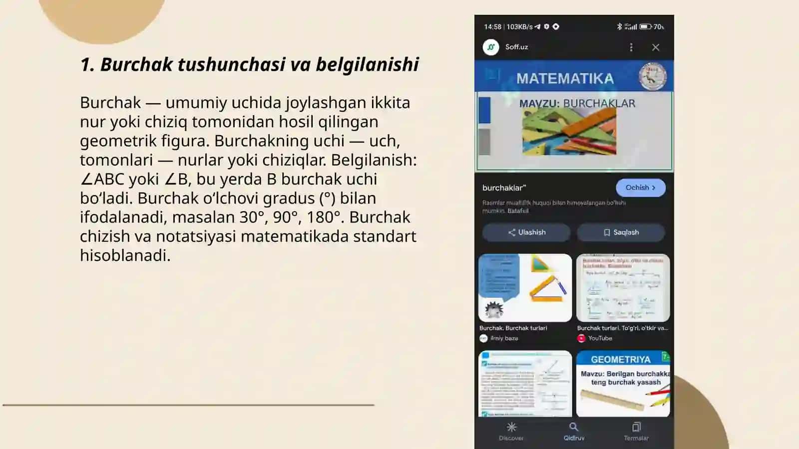 Burchak tushunchasi va belgilanishi 3