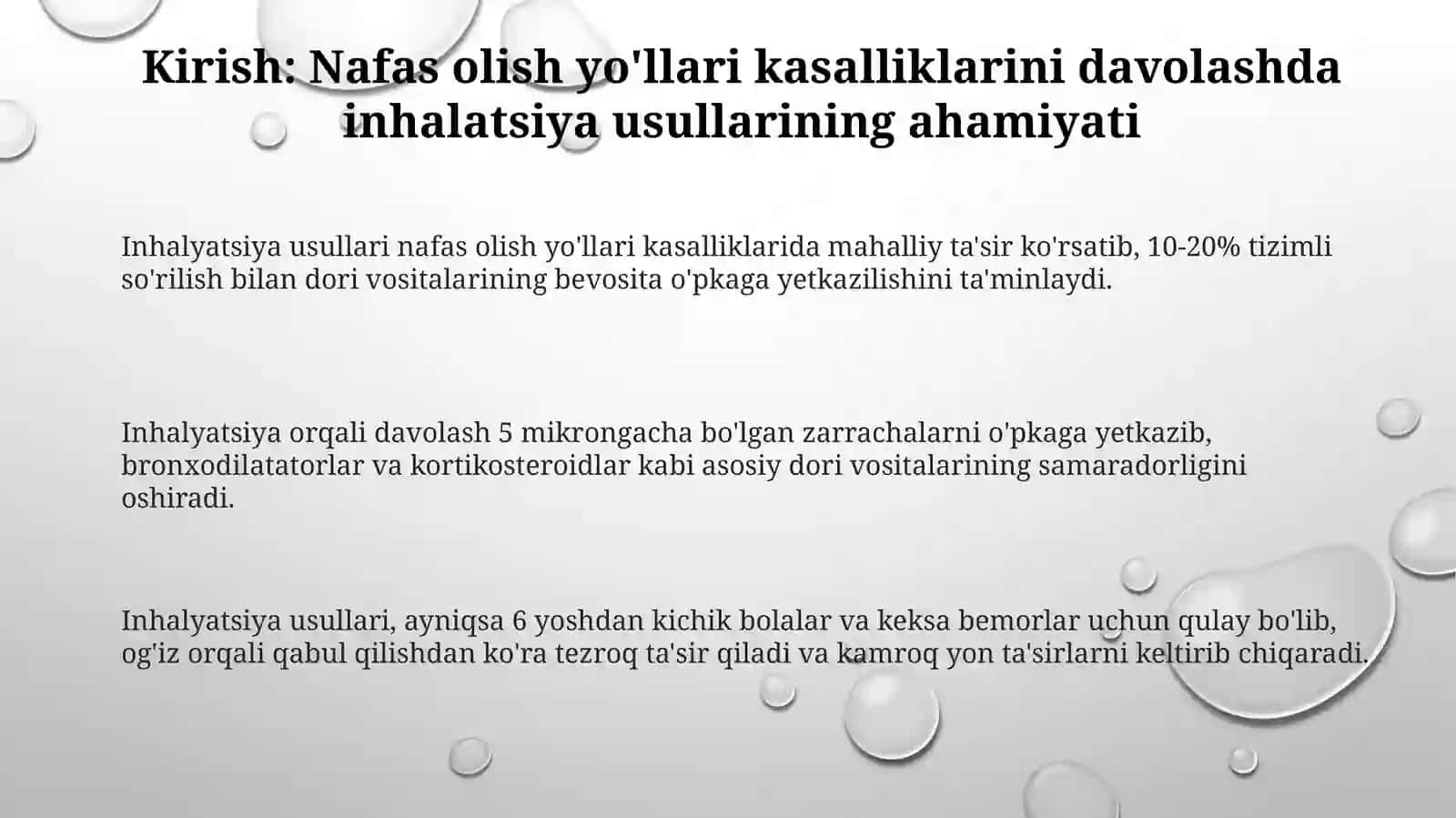 Nafas olish yo’llari kasalliklari uchun dori vositalarining zamonaviy ingalatsiyon usullari 3