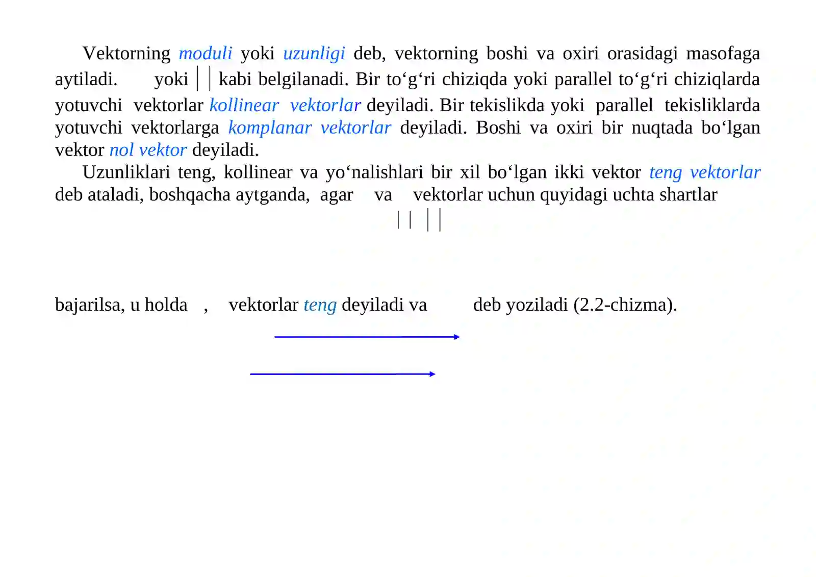 Vektorlar nazariyasi elementlari 3