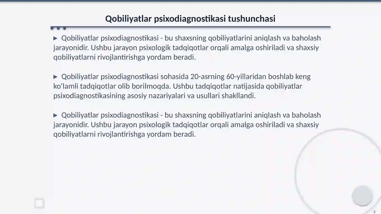 Qobiliyatlar psixodiagnostikasi 3