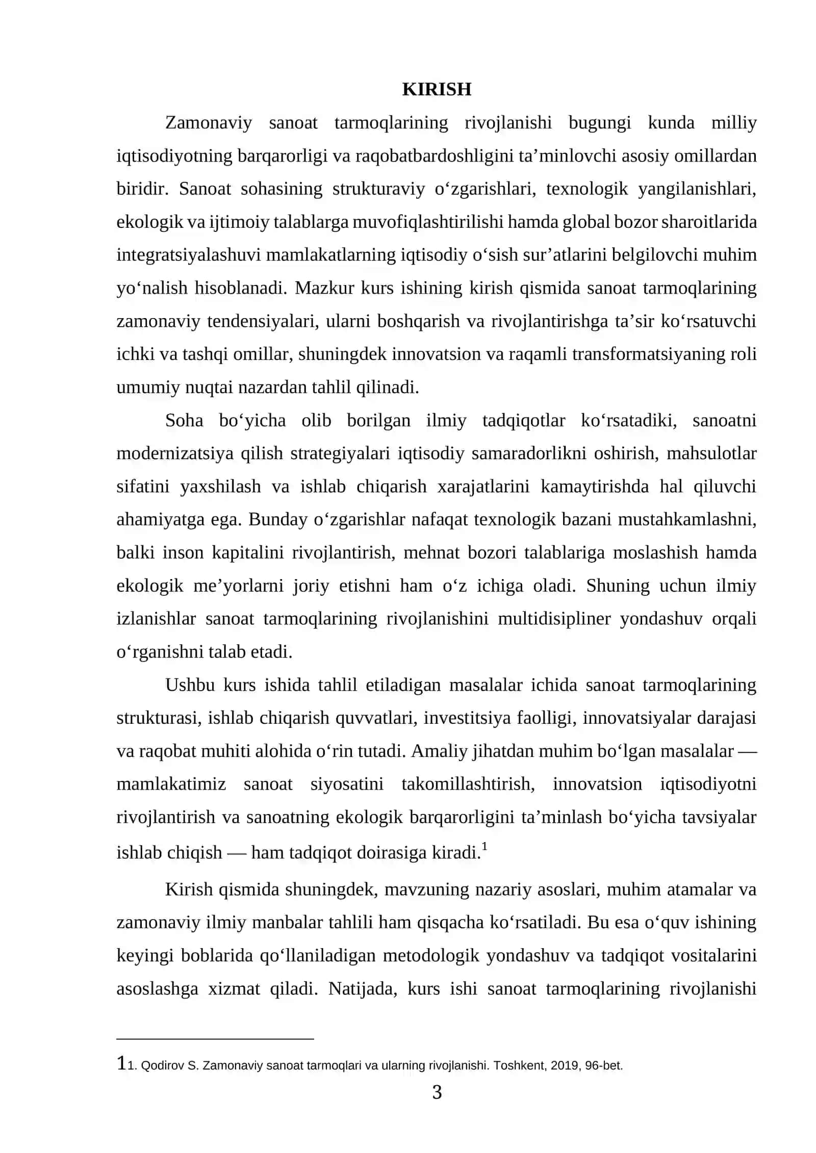 Zamonaviy Sanoat Tarmoqlarning Rivojlanishi Kurs Ishi 3