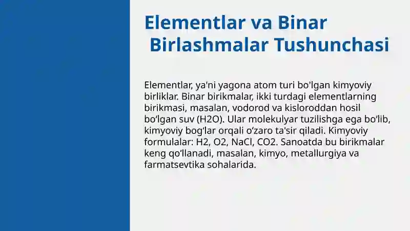 Guruh elementlaring binar birikmalar va sanoatdagi ahamiyati 3