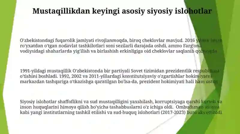 O'zbekistondagi Fuqarolik Jamiyati: Muammolar va Taraqqiyot 3