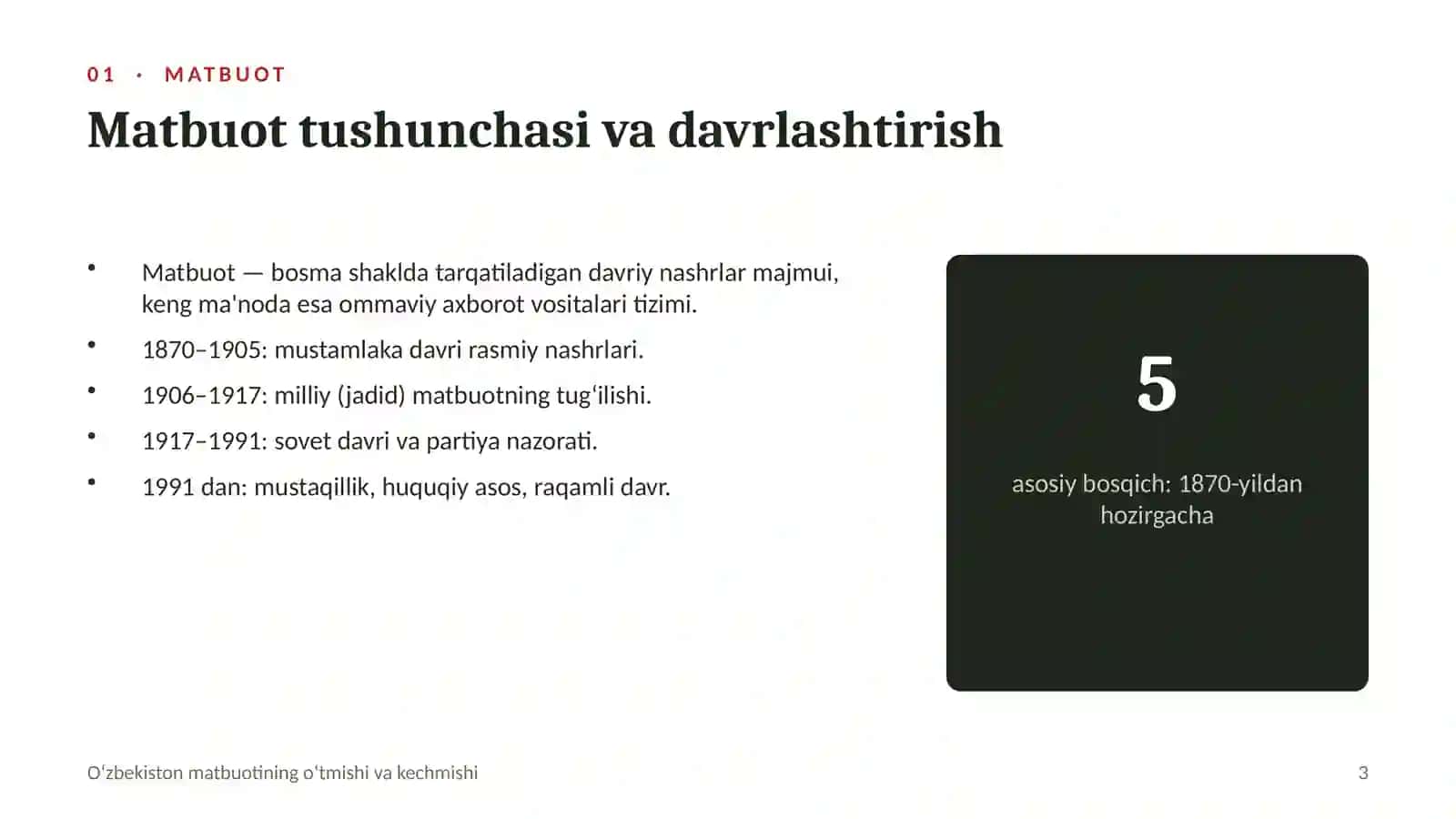 Oʻzbekiston matbuotining oʻtmishi va kechmishi 3