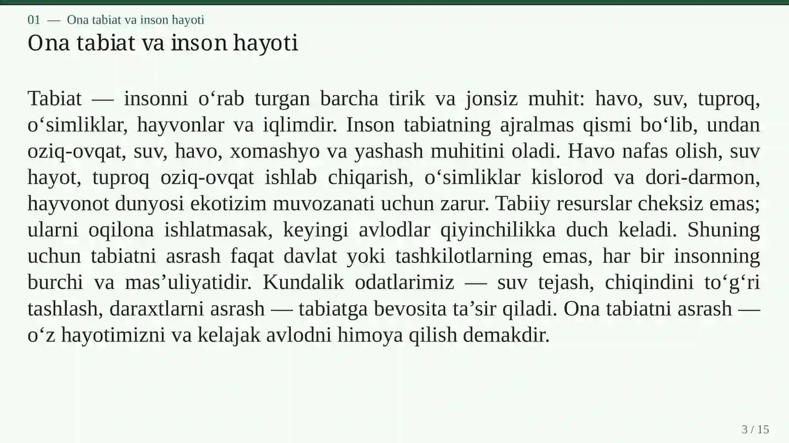 ONA TABIATNI ASRASHGA MEN HAM MA'SULMAN 3