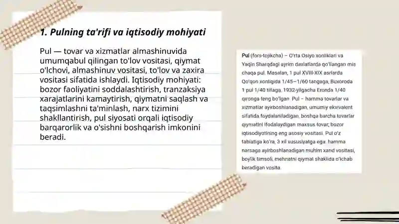 Pulning mohiyati va asosiy ahamiyatlari 3