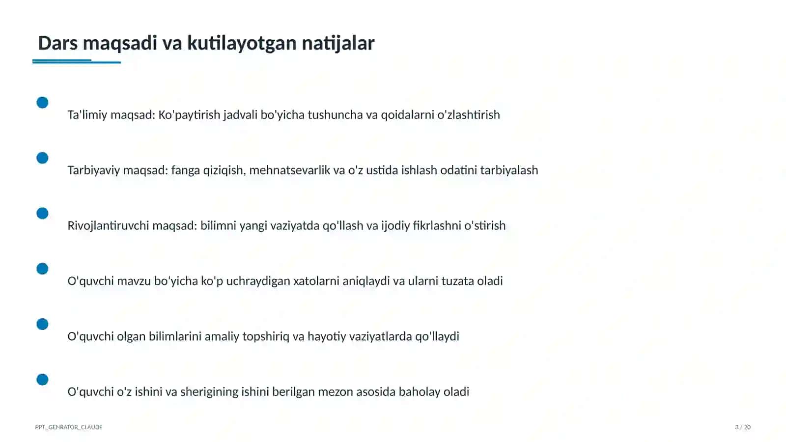 Ko'paytirish jadvali (2-sinf) 3