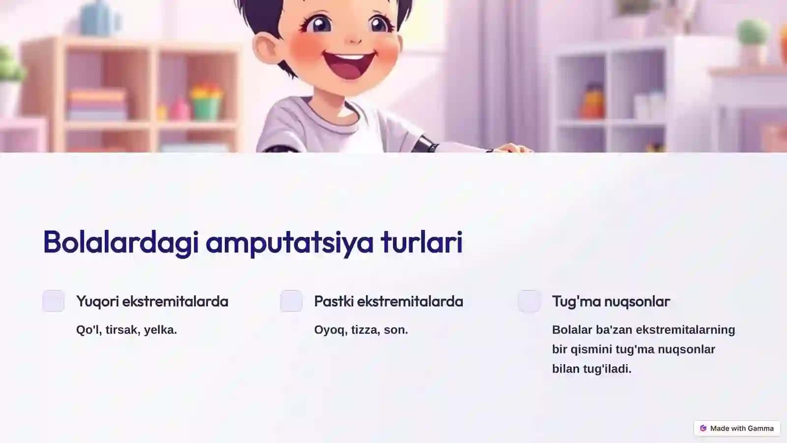 Bolalarda Amputatsiya: Tushunish va Qo'llab-quvvatlash 3