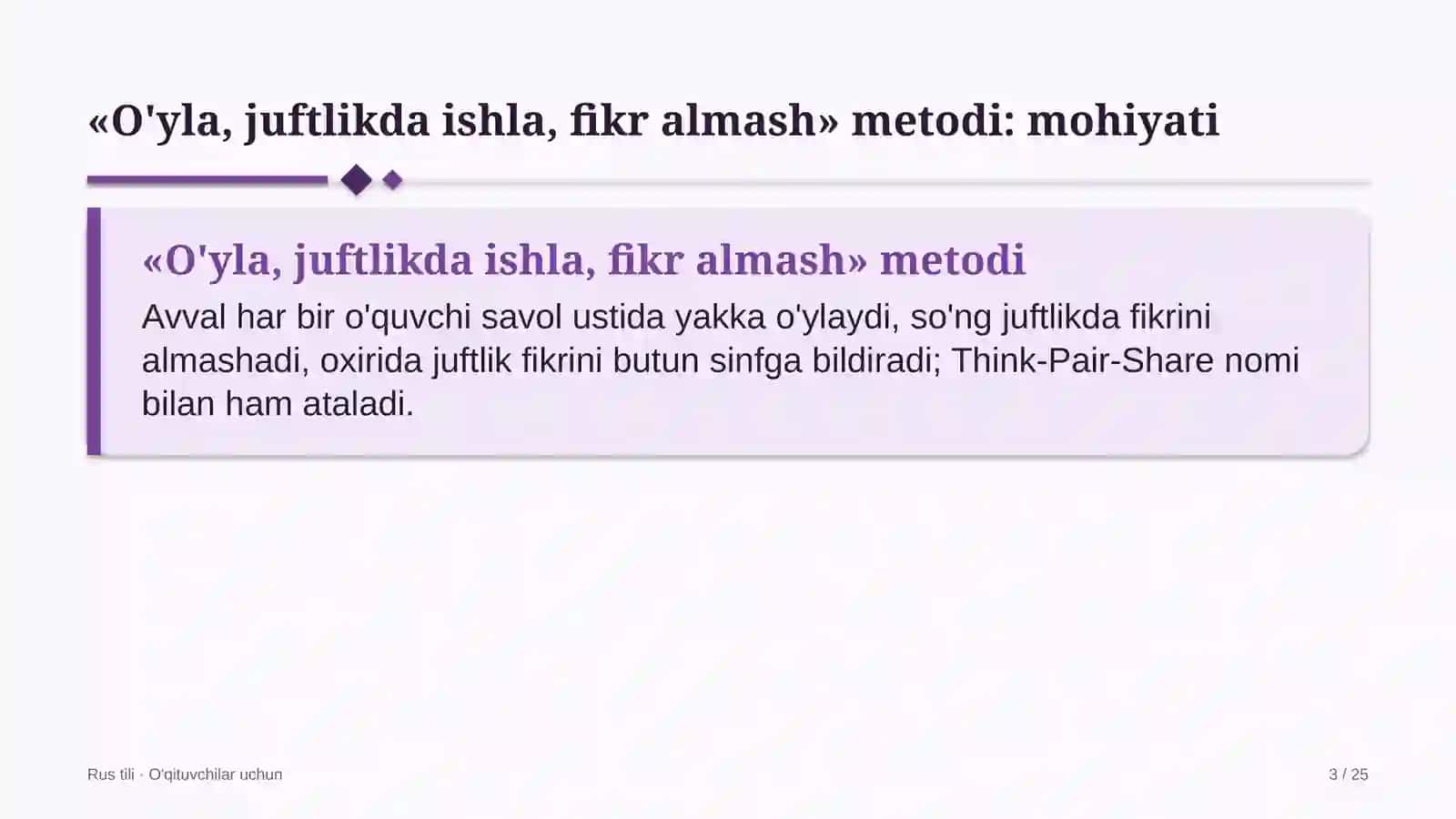 rus tili darslarida o'yla juftlikda ishla fikr almash metodidan foydalanish 4872 3