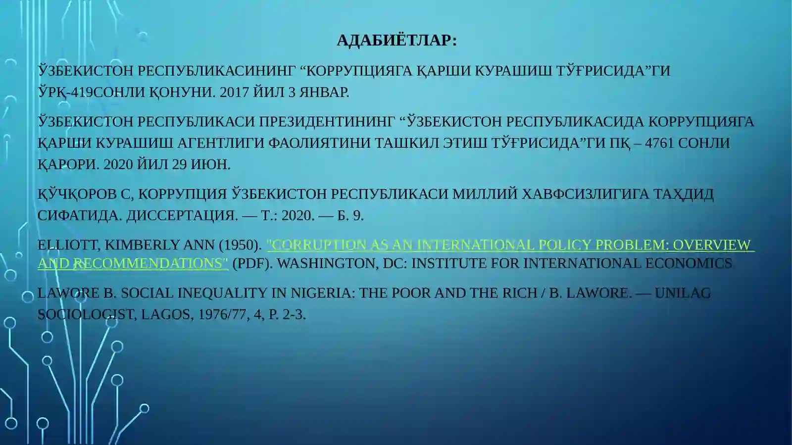 Коррупцияга Қарши Курашишнинг жахон тажрибаси 3