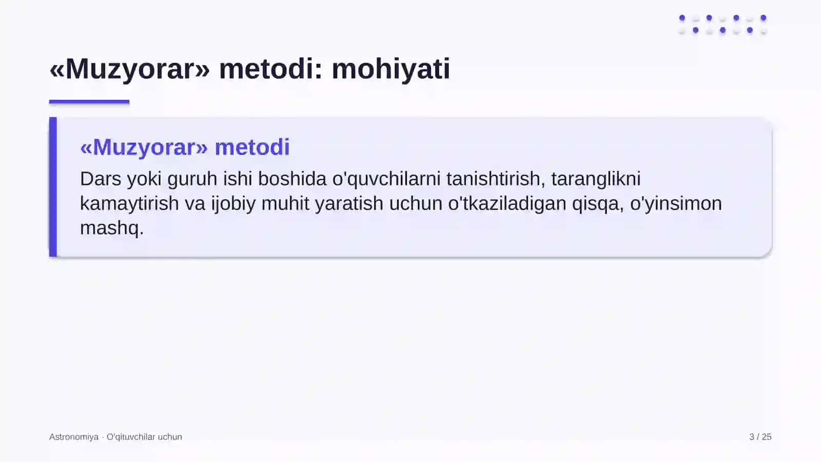 astronomiya darslarida muzyorar metodidan foydalanish 6180 3