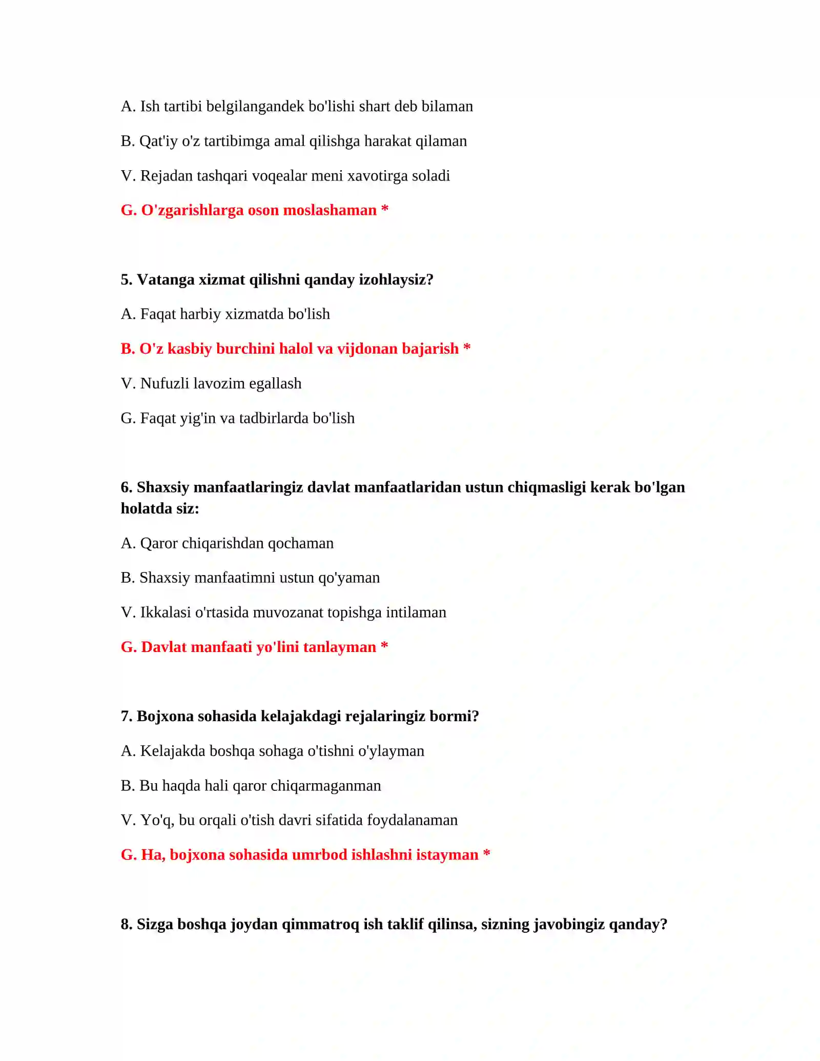 Yangi bojxona testlari 3