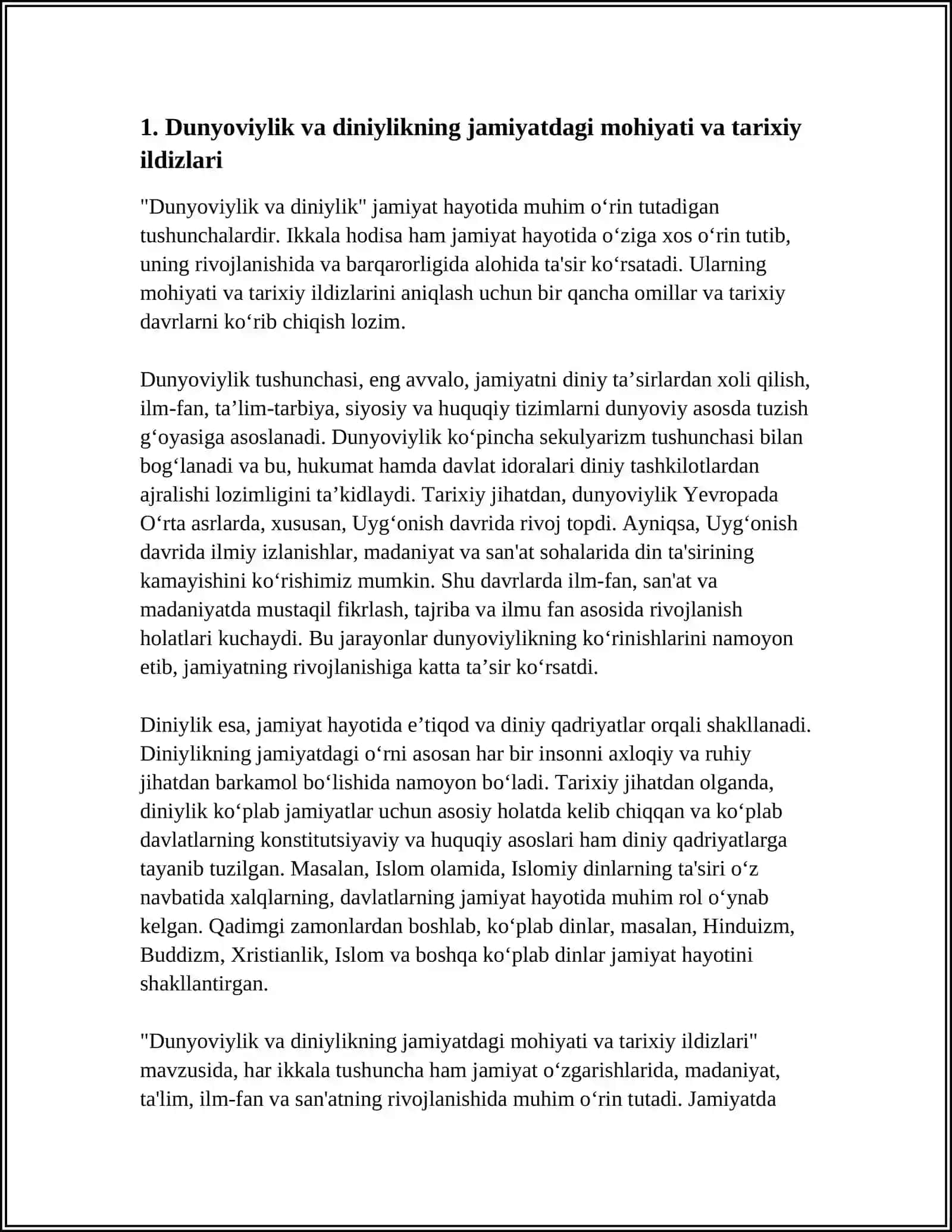 JAMIYAT HAYOTIDA DUNYOVIYLIK VA DINIYLIK MUTANOSIBLIGI 3
